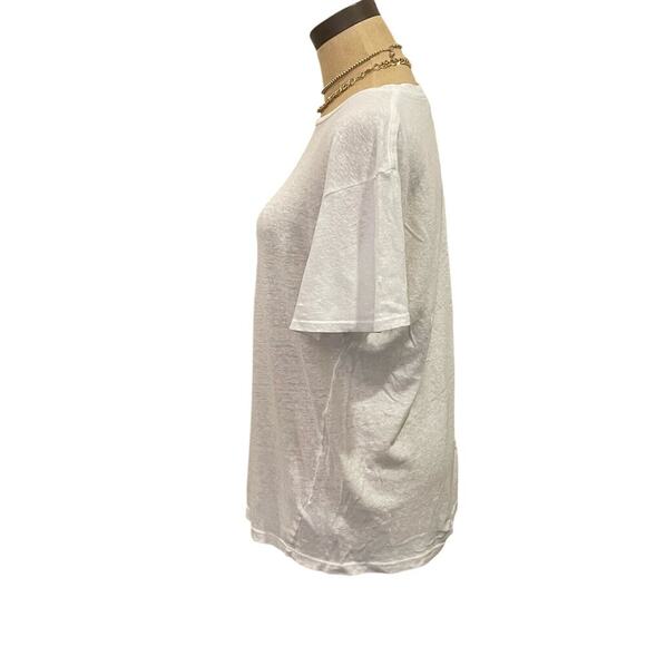 MOTHER White Rowdy Scoop Neck Cotton/Linen Tee T-Shirt Women's size XS - Picture 4 of 10
